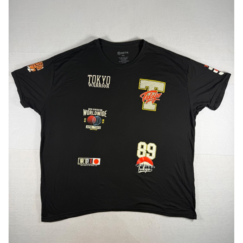 GSTR Tokyo Warrior Graphic T-Shirt Mens 4XL Black Fearless Tokyo Streetwear Tee